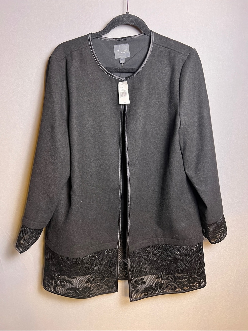 The Limited Lace Trim Jacket in Black Size L NWT